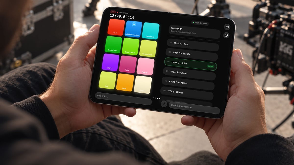 Marker for Creators on iPhone Duo, on set.